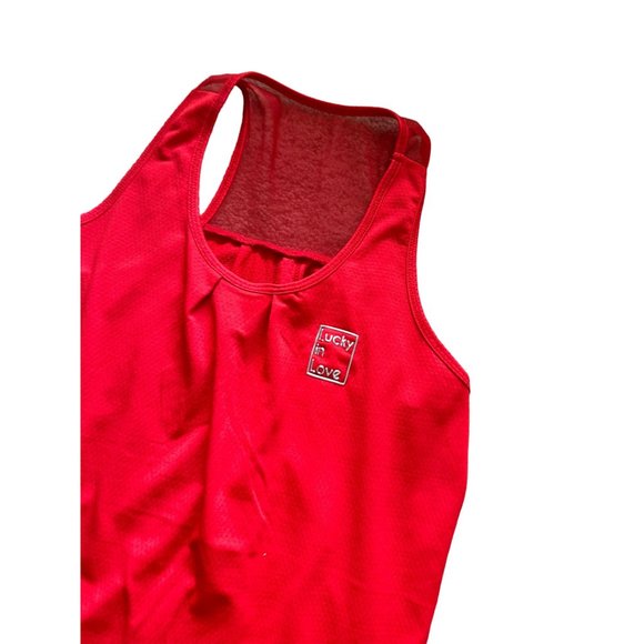 LUCKY IN LOVE Red Split Back Tank Top Sz M NEW - Picture 2 of 5